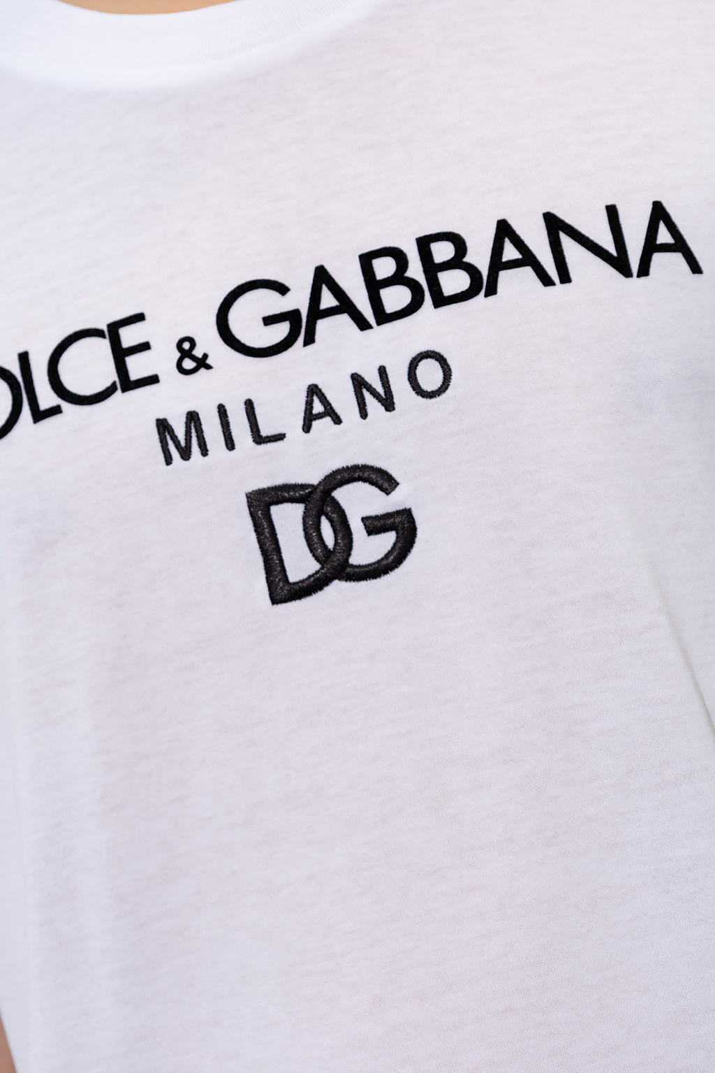Biały T-shirt z wyszytym logo Dolce & Gabbana - Vitkac Polska